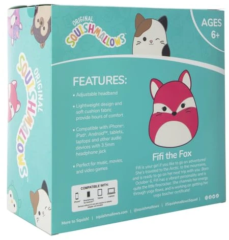 „Squishmallows“ – pliušinės „Bluetooth“ ausinės – „Fifi“ (608091)