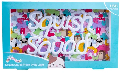 „Squishmallows“ – „Squish Squad“ neoninis sieninis šviestuvas – neoninė rožinė