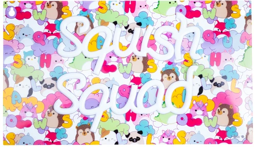 „Squishmallows“ – „Squish Squad“ neoninis sieninis šviestuvas – neoninė rožinė
