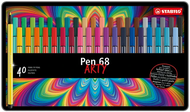 Stabilo - Pen 68 Arty - metalinė dėžutė, 40 vnt. (204055)