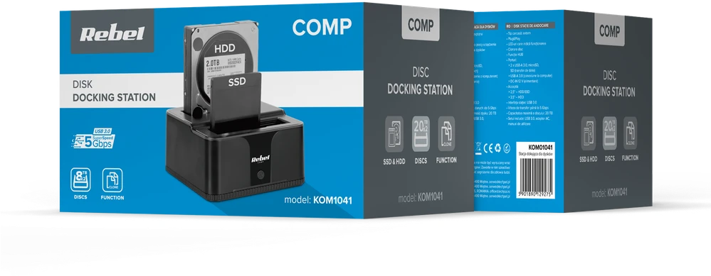 Stacja „Rebel“ USB 3.0 HDD/SSD prijungimo stotelė