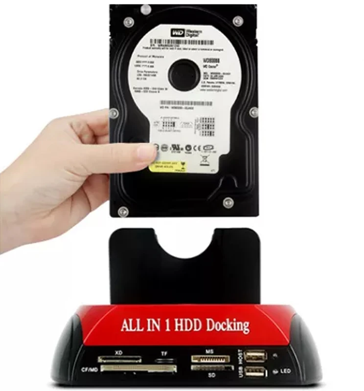 Retoo Stacja SATA diskų prijungimo stotelė, kortelių skaitytuvas 2,5' 3,5' IDE HDD SSD USB 3.0