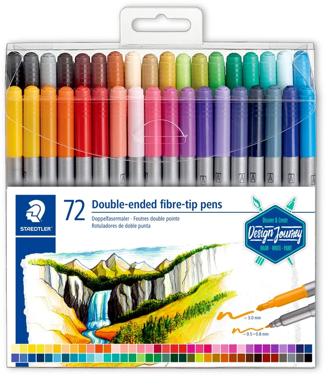 Flomasteriai STAEDTLER, dvipusiai, 72 vnt.