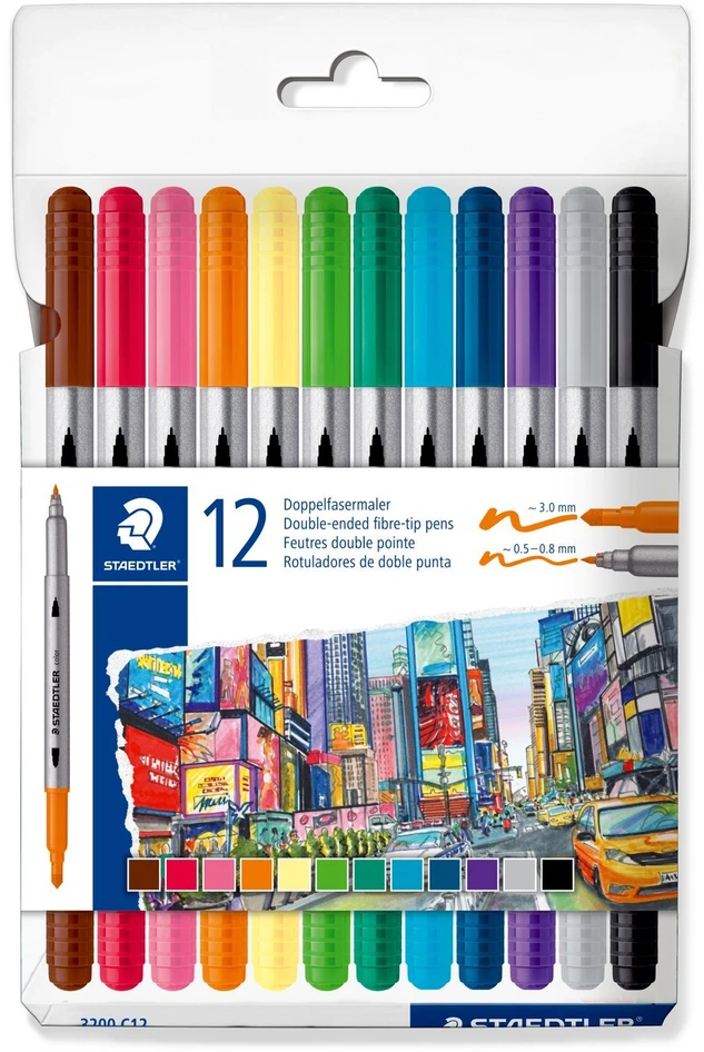 Staedtler - Dvigubo antgalio žymekliai, 12 įvairių