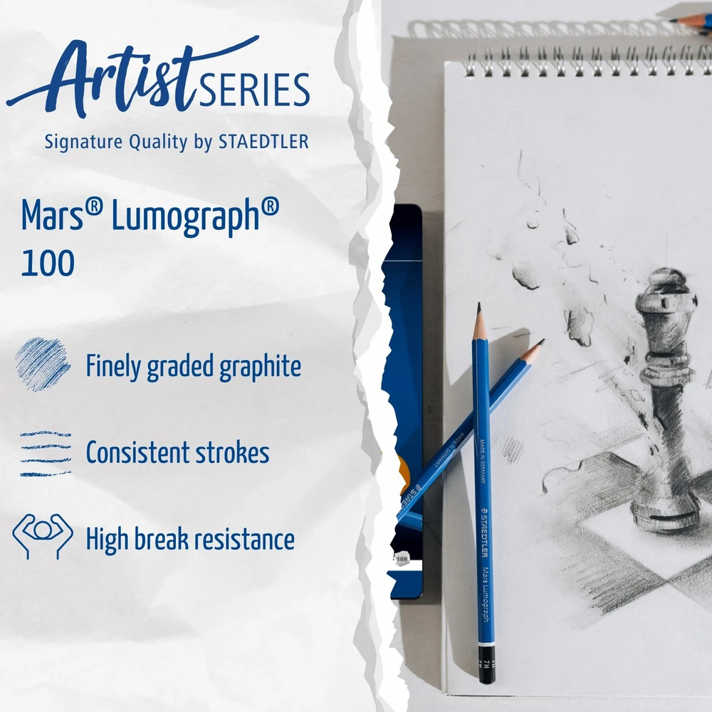 Staedtler – Mars Lumograph pieštukai – 12 vnt. – 100 % PEFC (100 G12)