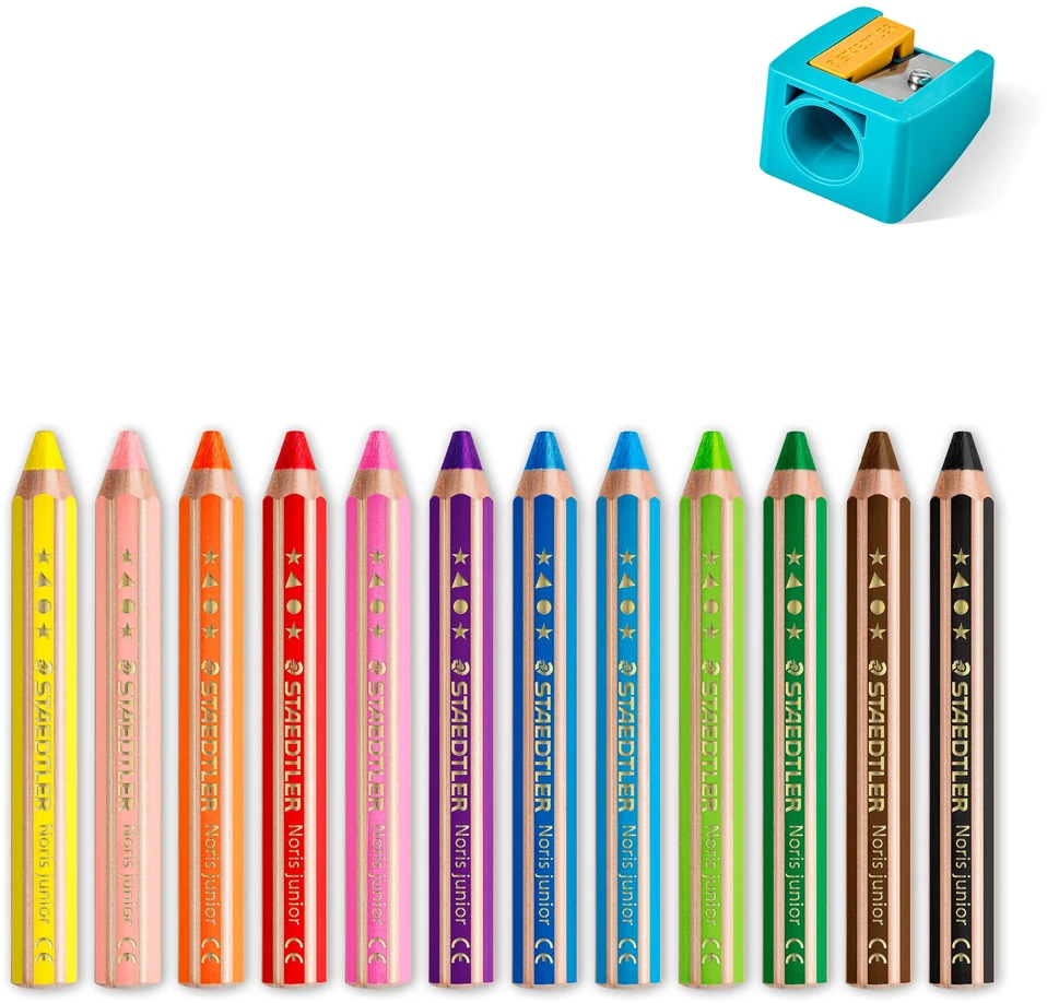 Staedtler - Noris Junior Chunky 3in1 spalvoti pieštukai, 12 vnt. (+2 metai) (140 C12)