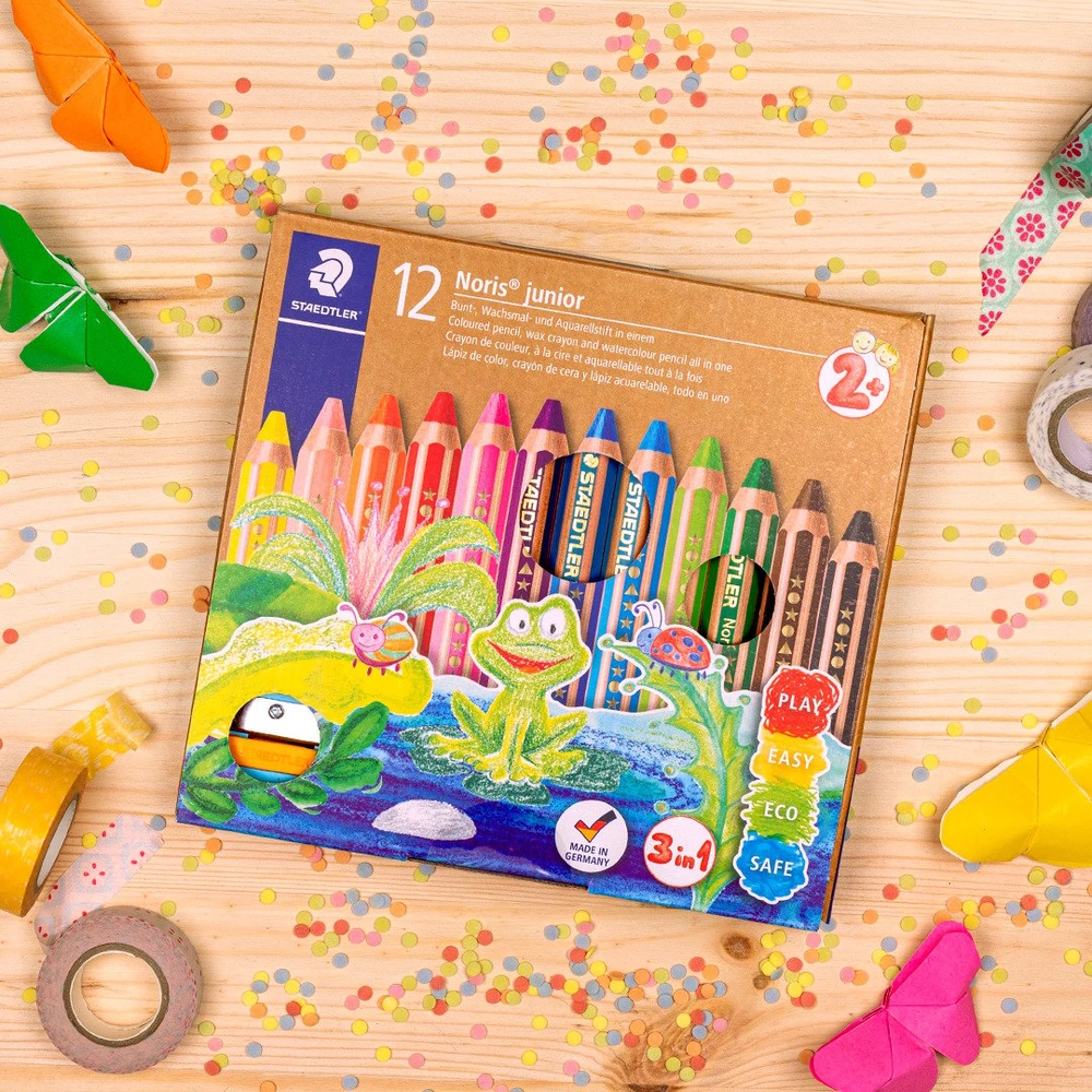 Staedtler - Noris Junior Chunky 3in1 spalvoti pieštukai, 12 vnt. (+2 metai) (140 C12)