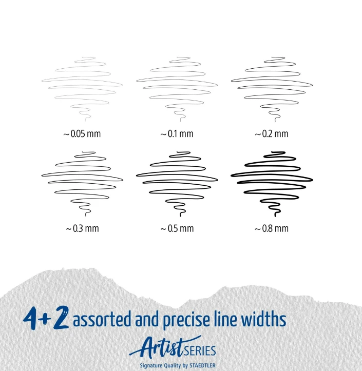 Staedtler - pigmentinių kontūrinių pieštukų rinkinys 4+2 (308SB6P)
