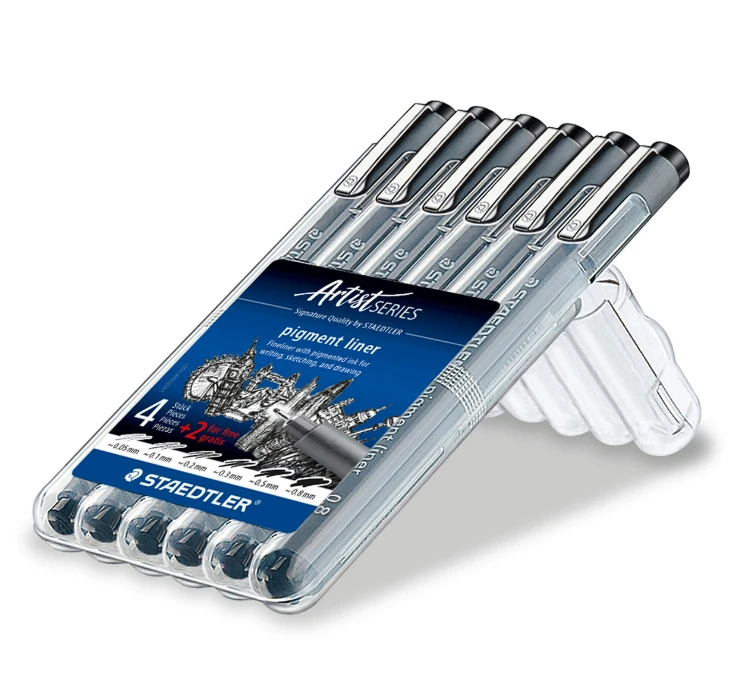 Staedtler - pigmentinių kontūrinių pieštukų rinkinys 4+2 (308SB6P)