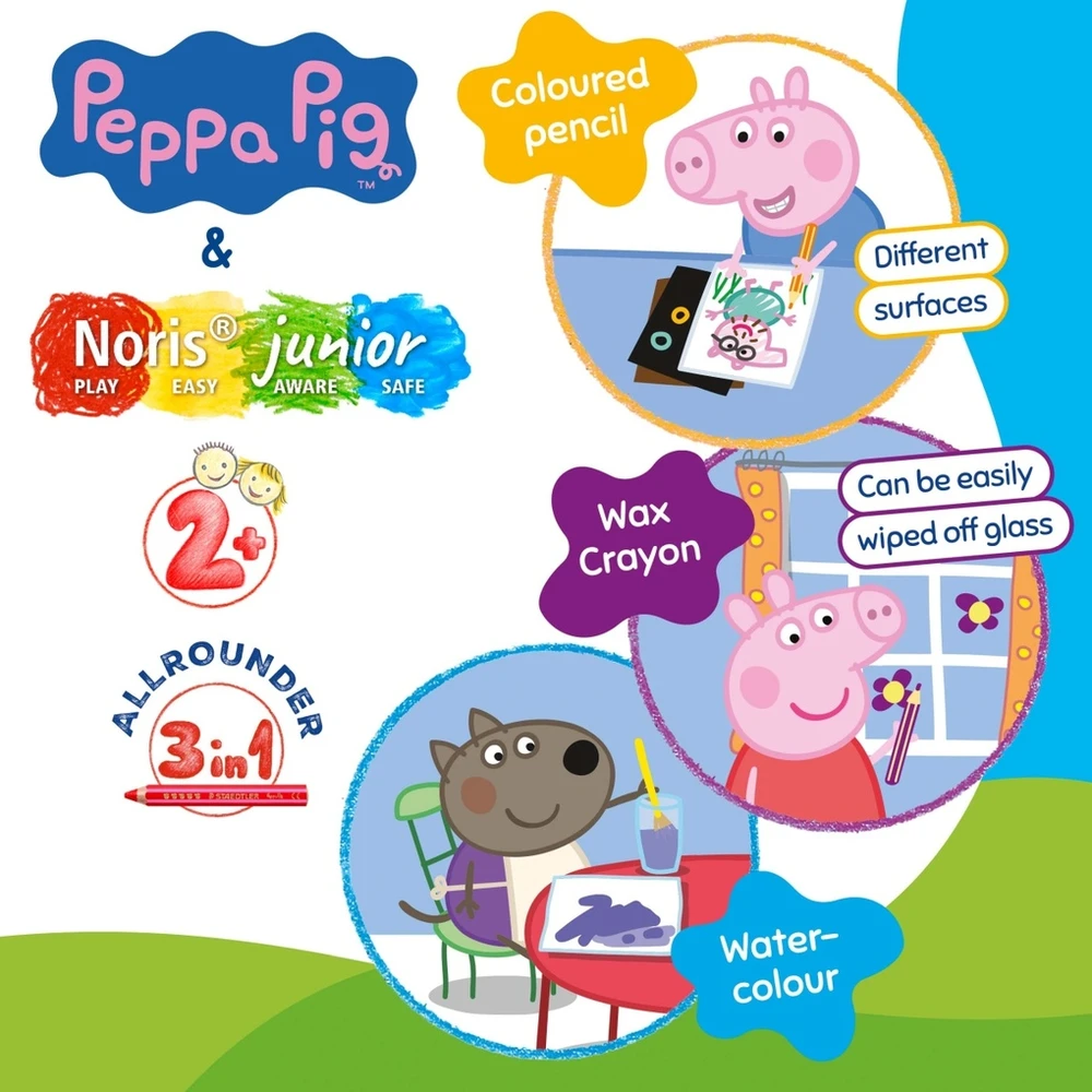 Staedtlerpeppa Pig Spalvinimo pieštukai „Peppa Pig“, 12 vnt., įvairūs (140 C12 L1), Staedtler