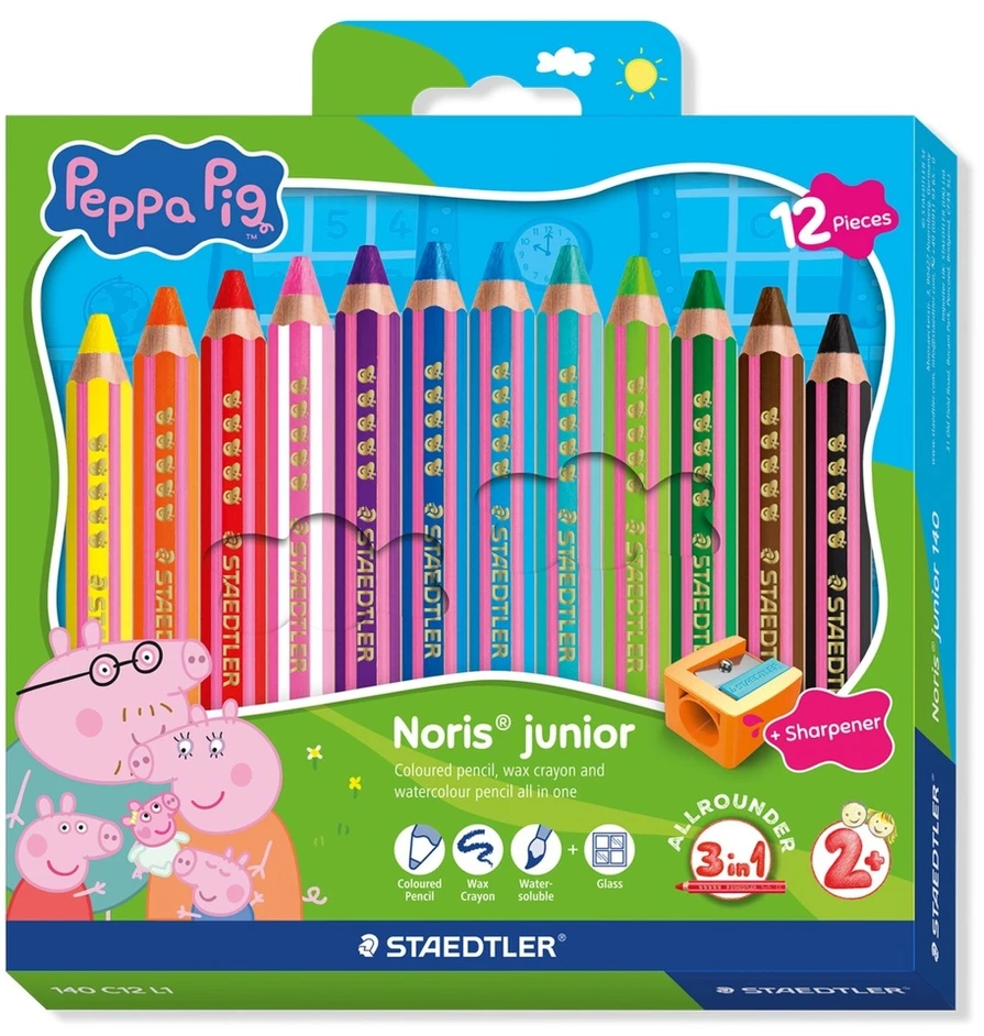 Staedtlerpeppa Pig Spalvinimo pieštukai „Peppa Pig“, 12 vnt., įvairūs (140 C12 L1), Staedtler