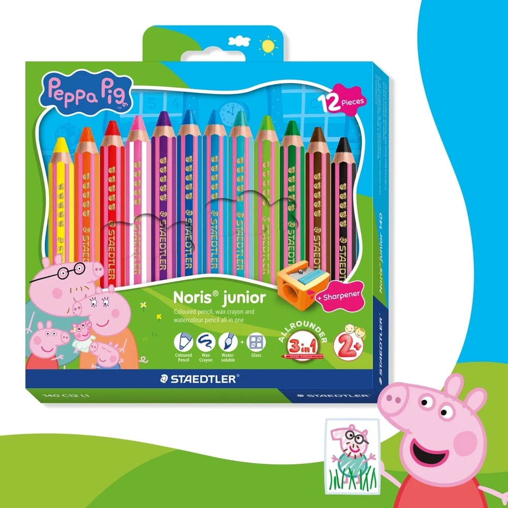 Staedtlerpeppa Pig Spalvinimo pieštukai „Peppa Pig“, 12 vnt., įvairūs (140 C12 L1), Staedtler