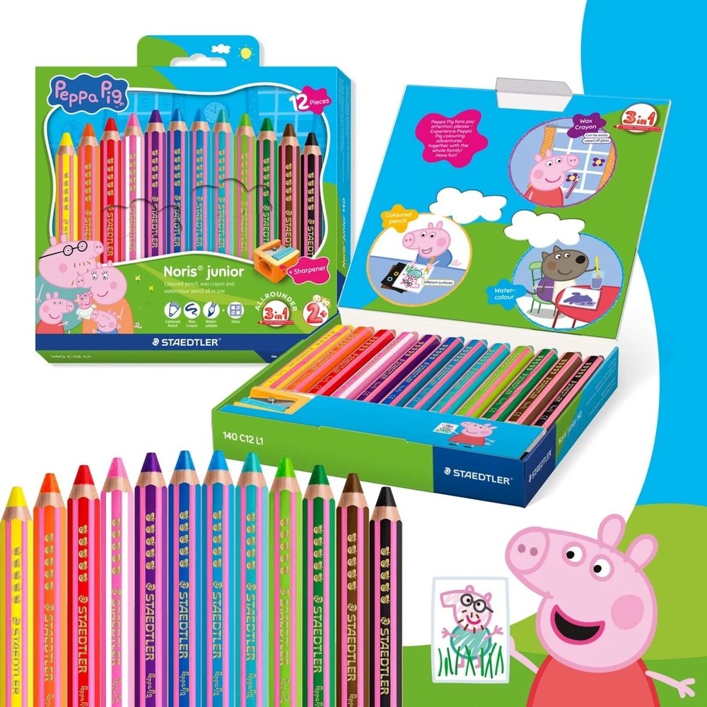 Staedtlerpeppa Pig Spalvinimo pieštukai „Peppa Pig“, 12 vnt., įvairūs (140 C12 L1), Staedtler