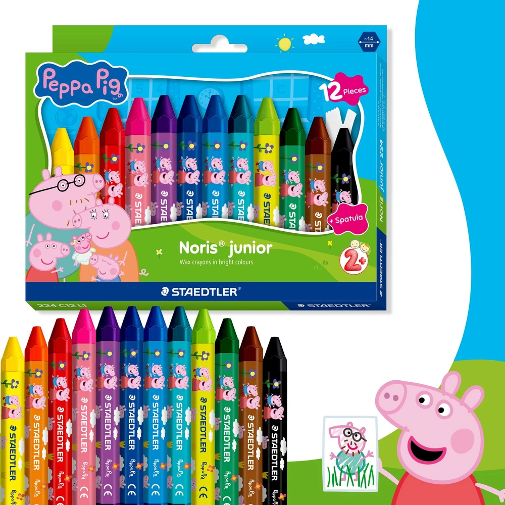 Staedtlerpeppa Pig Staedtler Peppa Pig vaškinės kreidelės – 12 vnt. įvairių spalvų (224 C12 L1)
