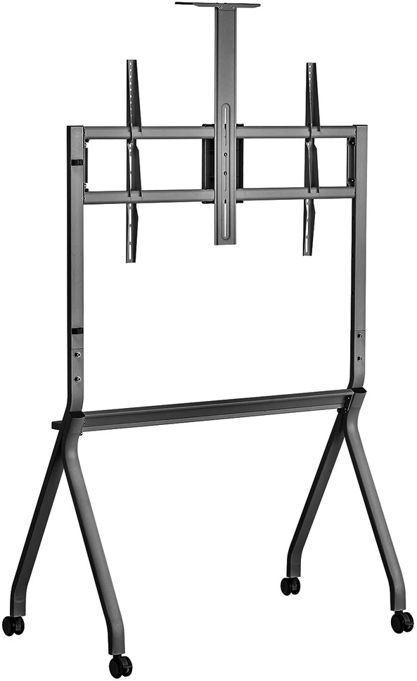 Laikiklis „Maclean“ televizoriaus stovas / vežimėlis, lentyna kamerai, su ratukais, 55–100", maks. apkrova 120 kg / 10 kg lentynos, maks. VESA 900x600, juodas, MC-114 B