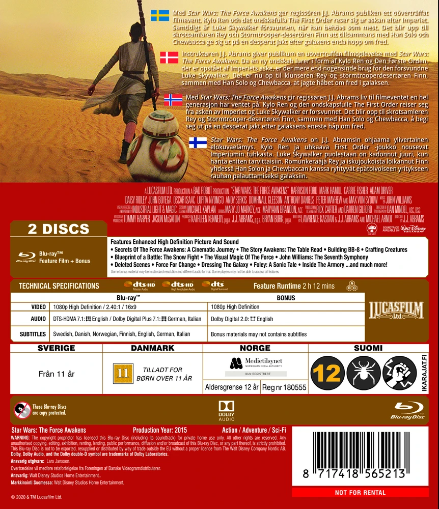 Star Wars:7 serija – Jėga bunda – Blu-ray