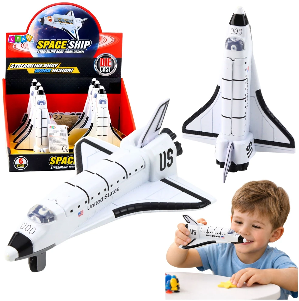 Lean Toys Metalinis kosminis laivas su mechaniniu varikliu