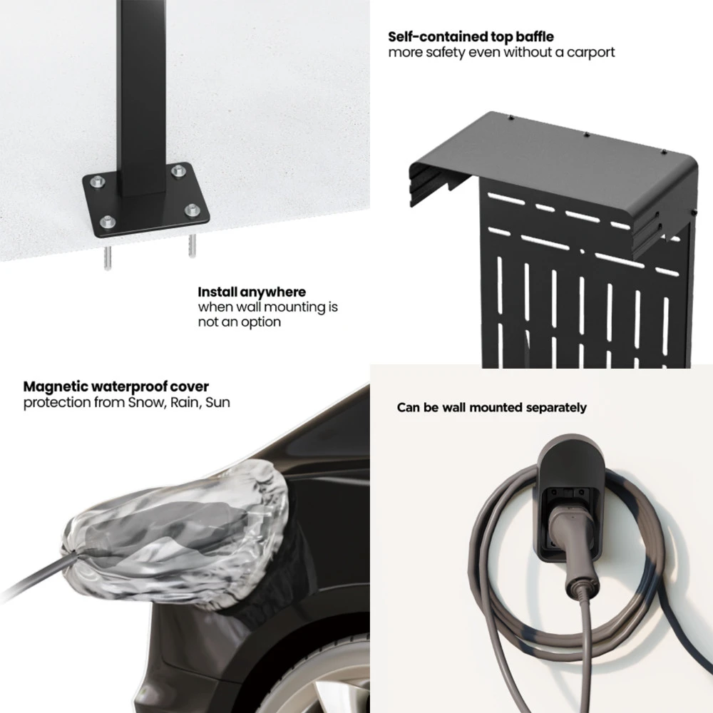 Maclean MCE456 EV PEHV automobilio įkroviklio stovas, lauko, plieno, 15 kg, garažui arba įvažiavimui