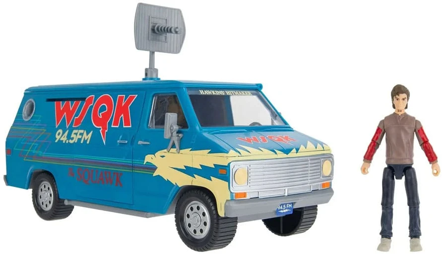 STRANGER THINGS figūrėlės ir transporto priemonės rinkinys – Styvas su SQWK furgonu ir aksesuarais