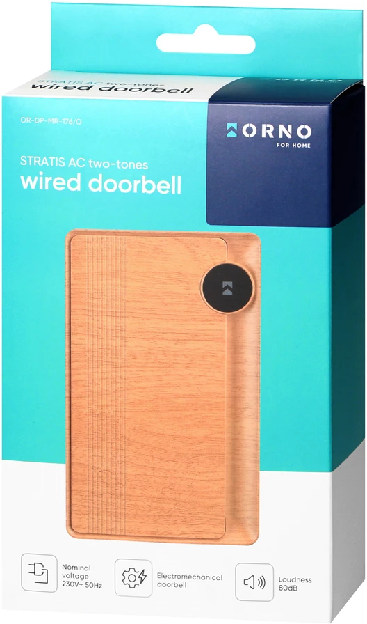 Orno STRATIS AC, dviejų tonų elektromechaninis laidinis durų skambutis, 230 V, ąžuolo spalvos