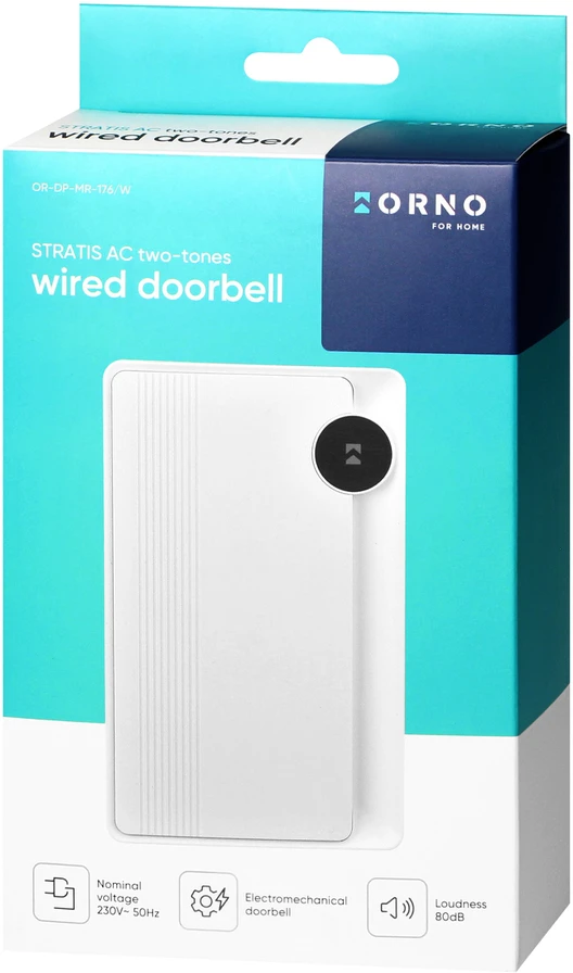 Orno STRATIS AC, dviejų tonų elektromechaninis laidinis skambutis, 230 V, baltas