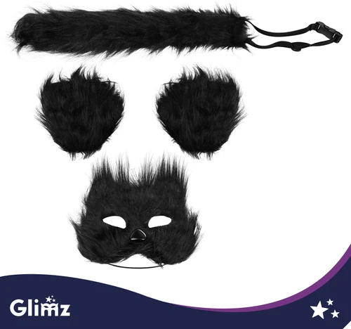 4-piece cat/fox costume, juodas, Glimz