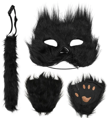 4-piece cat/fox costume, juodas, Glimz