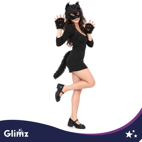 4-piece cat/fox costume, juodas, Glimz