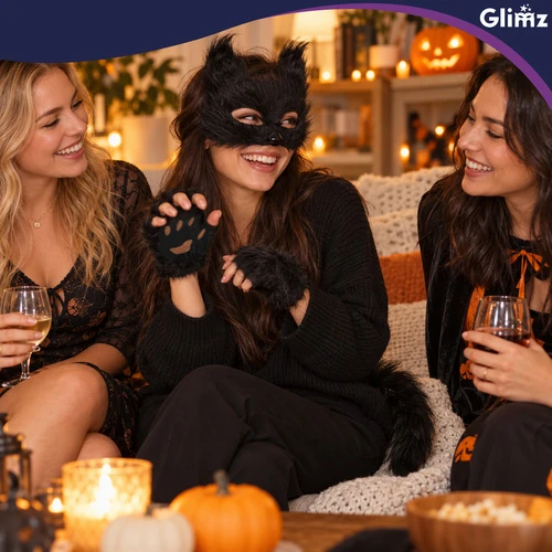 4-piece cat/fox costume, juodas, Glimz