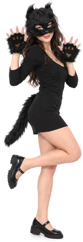 4-piece cat/fox costume, juodas, Glimz