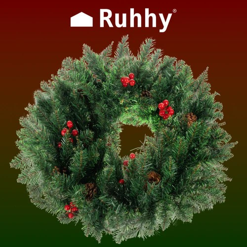 Ruhhy Kalėdinis vainikas durims Dekoratyvinis ornamentas Ornamentas 60cm Tankus XXL