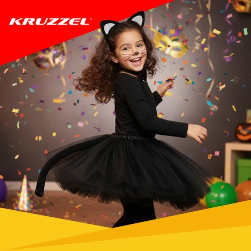 Kitten Costume - Juodas 4-Piece Kruzzel 26518