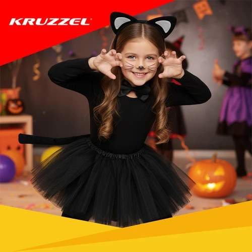 Kitten Costume - Juodas 4-Piece Kruzzel 26518