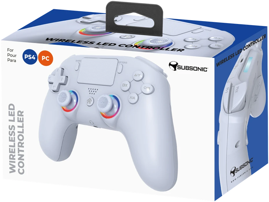 Subsonic Belaidis LED valdiklis PS4, baltas - PS4/PC