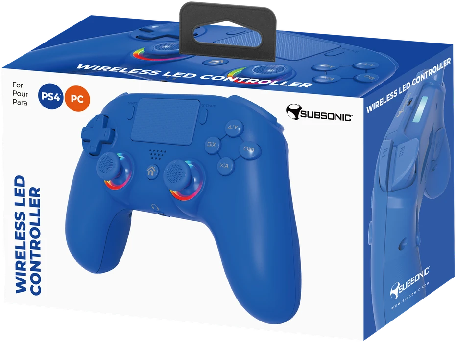 Subsonic belaidis LED valdiklis PS4 mėlynas - PS4/PC