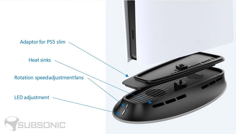 Subsonic Ikigarsinio aušinimo LED stovas – PS5/PS5 plonas