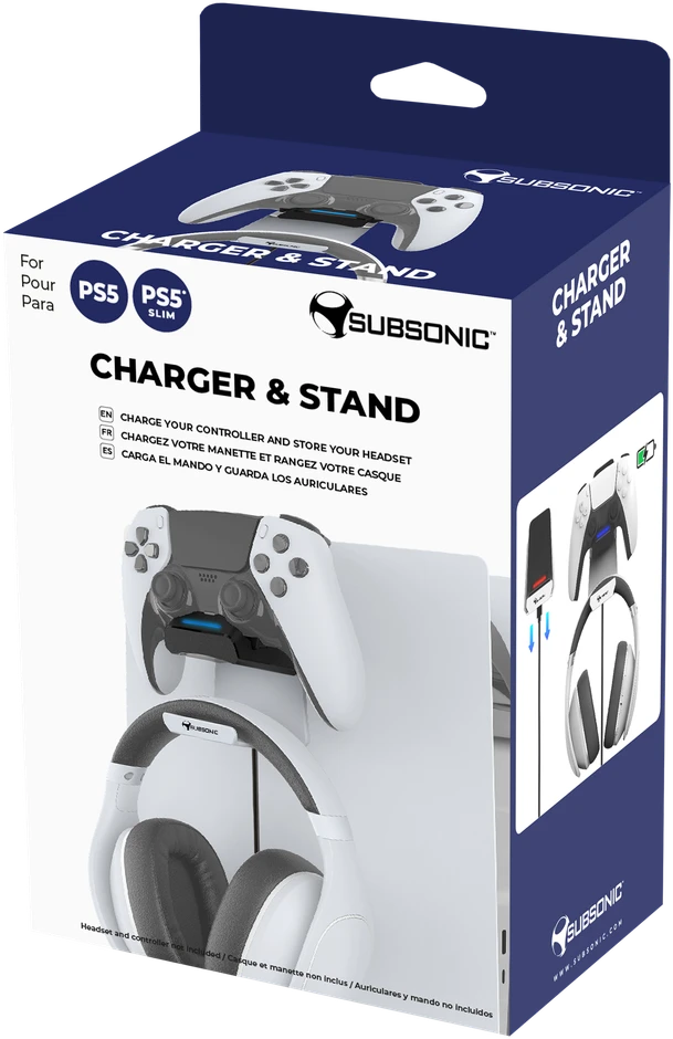 Subsonic Ikigarsinis įkroviklis ir stovas – PS5/PS5 plonas