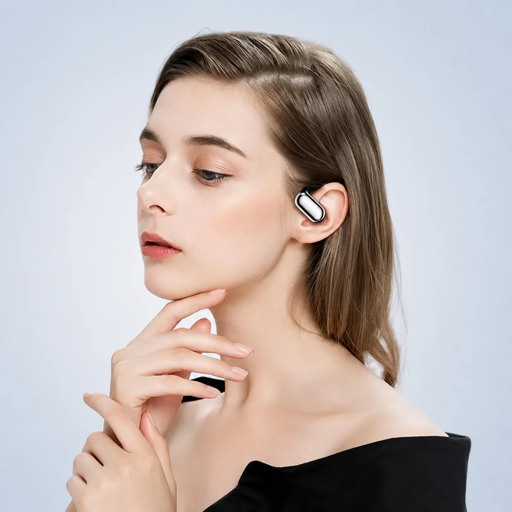 Słuchawki Belaidės „Bluetooth“ ausinės su išorine baterija, dėklas su dirbtiniu intelektu ir vertėju, juodas