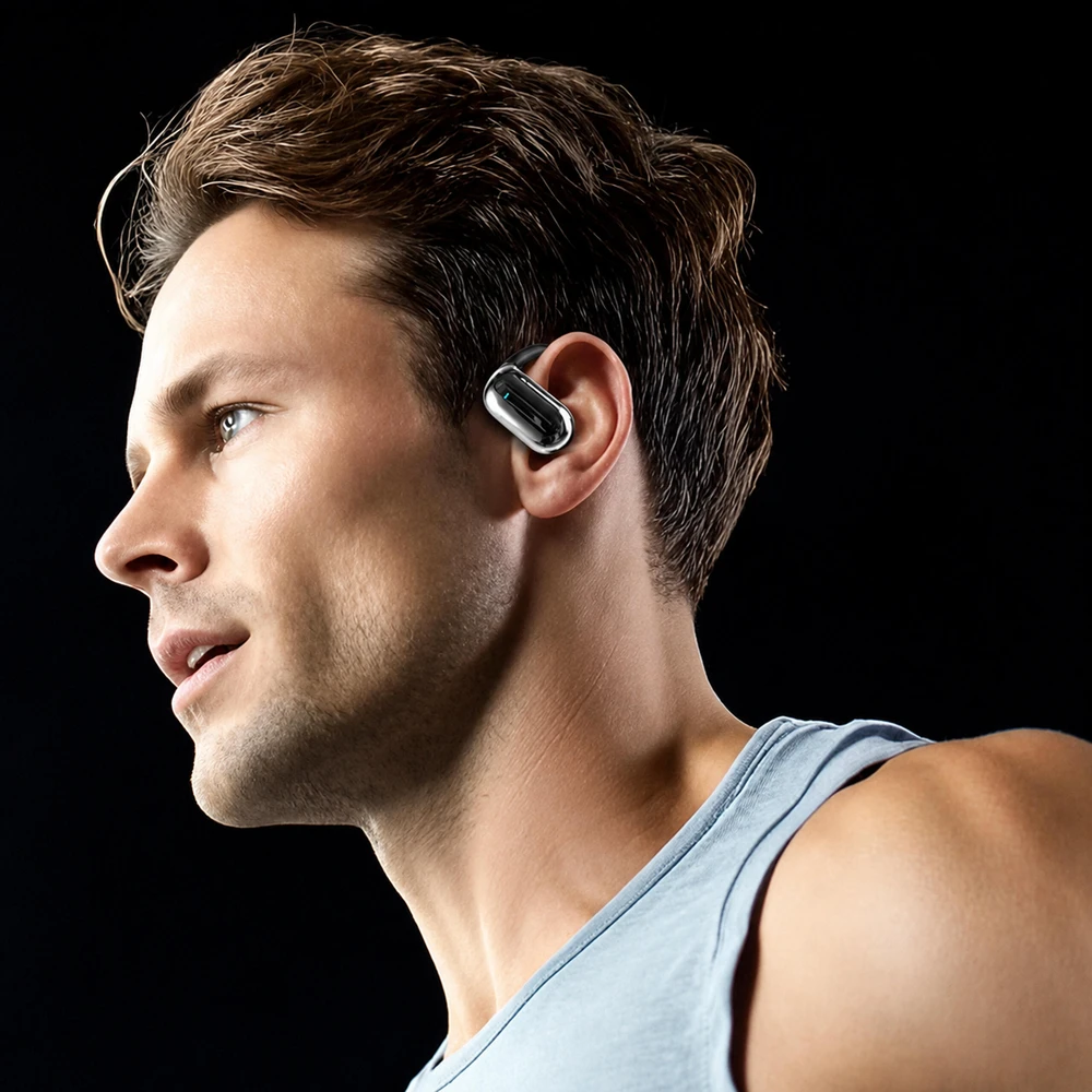 Słuchawki Belaidės „Bluetooth“ ausinės su išorine baterija, dėklas su dirbtiniu intelektu ir vertėju, juodas