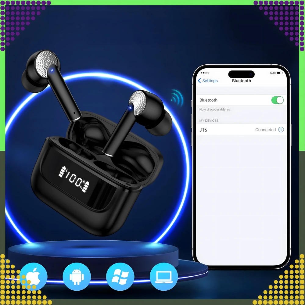 Słuchawki Ausinės Belaidės „Bluetooth“ sportinės ausinės, skirtos bėgimui su „Powerbank“ mikrofonu