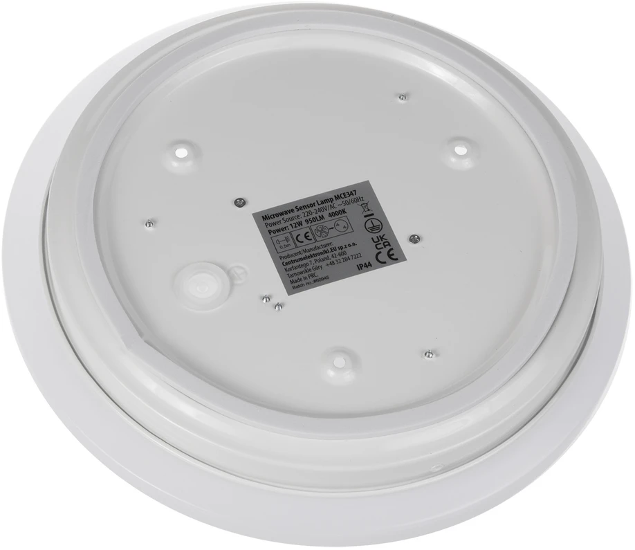 Sufitowa „Maclean“ LED jutiklinis lubinis šviestuvas, 5,8 GHz mikrobangų jutiklis, 4000 K, 12 W, 950 lm, IP44, MCE347
