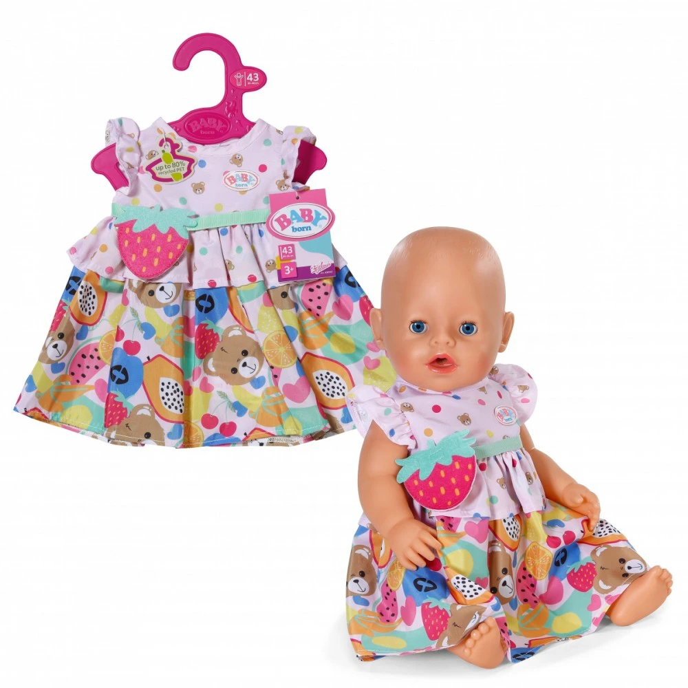 Sukienka BABY BORN Vaisiais dekoruota suknelė, 43 cm