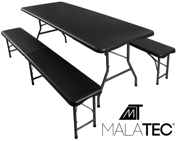 Gardlov Folding garden table 180cm + 2 benches - juodas