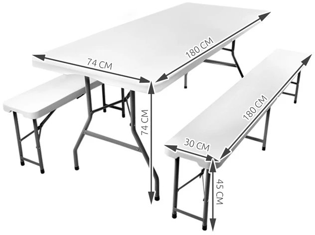 Gardlov Sulankstomas sodo stalas 180cm + 2 suolai