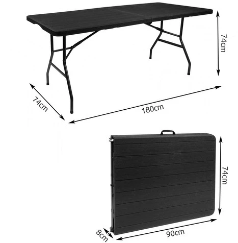 Gardlov 12280 Sulankstomas stalas 180 x 74 cm, juodas