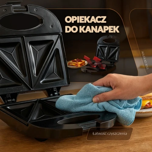 Sumuštinių keptuvas Adler | Sumuštinių keptuvė | AD 3015 | 750 W | Lentelių skaičius 1 | Kepinių skaičius 2 | Juodas