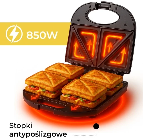 Sumuštinių keptuvas Adler | Sumuštinių keptuvė | AD 3015 | 750 W | Lentelių skaičius 1 | Kepinių skaičius 2 | Juodas
