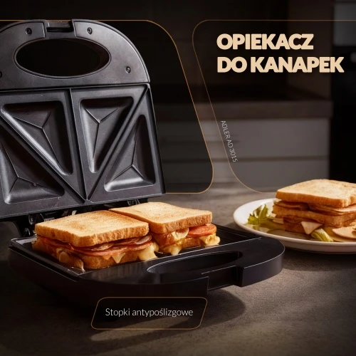 Sumuštinių keptuvas Adler | Sumuštinių keptuvė | AD 3015 | 750 W | Lentelių skaičius 1 | Kepinių skaičius 2 | Juodas