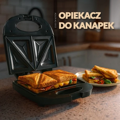 Sumuštinių keptuvas Adler | Sumuštinių keptuvė | AD 3015 | 750 W | Lentelių skaičius 1 | Kepinių skaičius 2 | Juodas