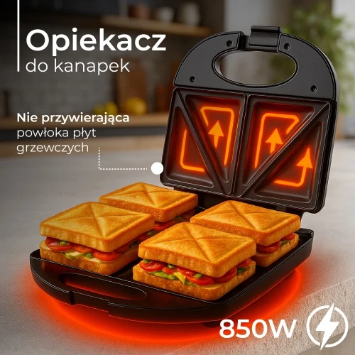 Sumuštinių keptuvas Adler | Sumuštinių keptuvė | AD 3015 | 750 W | Lentelių skaičius 1 | Kepinių skaičius 2 | Juodas
